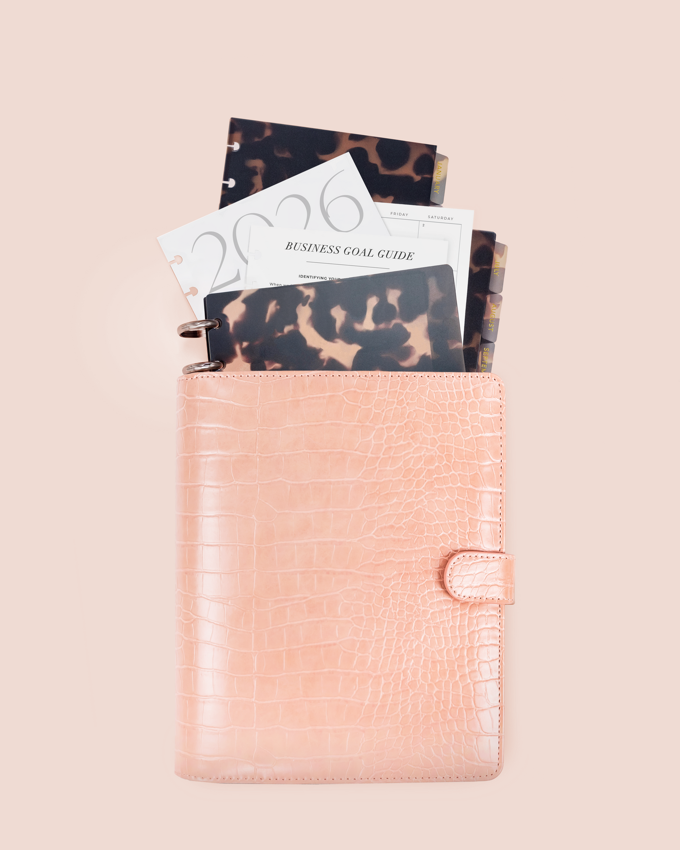 2026 Deluxe Business Bundle – Rosé Croc Embossed Vegan Leather