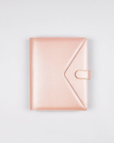Rose Gold Folio Planner Cover with Outer Pocket