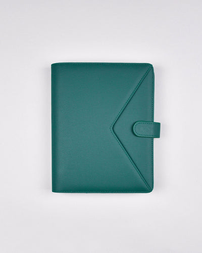 Deep Emerald Green Folio Planner Cover with Exterior Pocket
