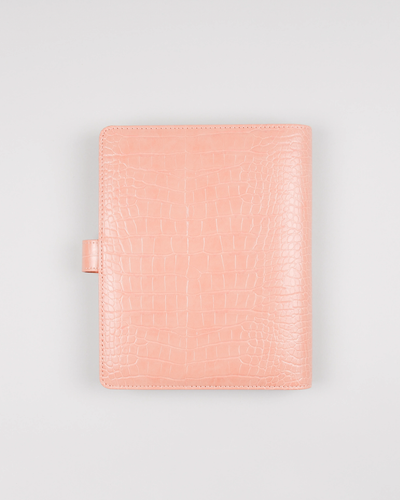 Peach Rosé Faux Croc Folio Planner Cover