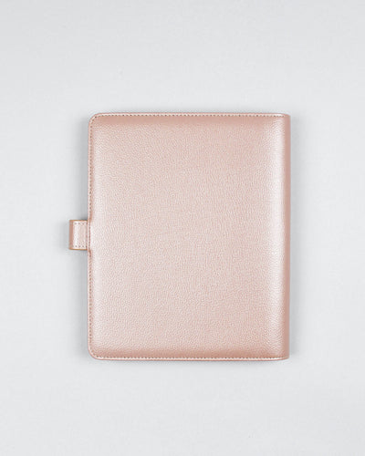 Rose Gold Folio Planner Cover with Exterior Pocket