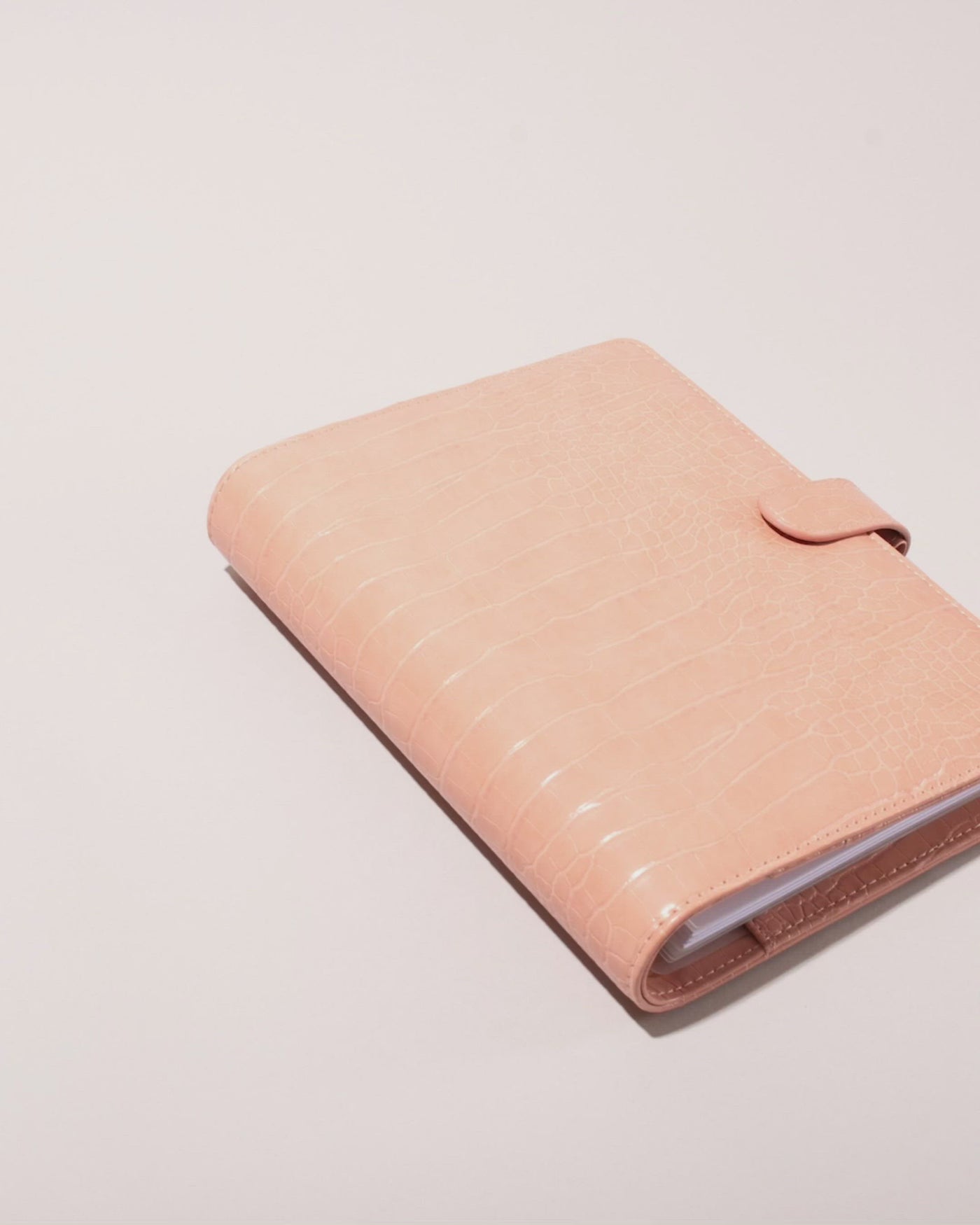 Tan Coral Pink Nude Blush Croc Vegan Leather Planner Cover Discbound Half Letter A5 Planner - Ships from Canada to USA and Worlwide