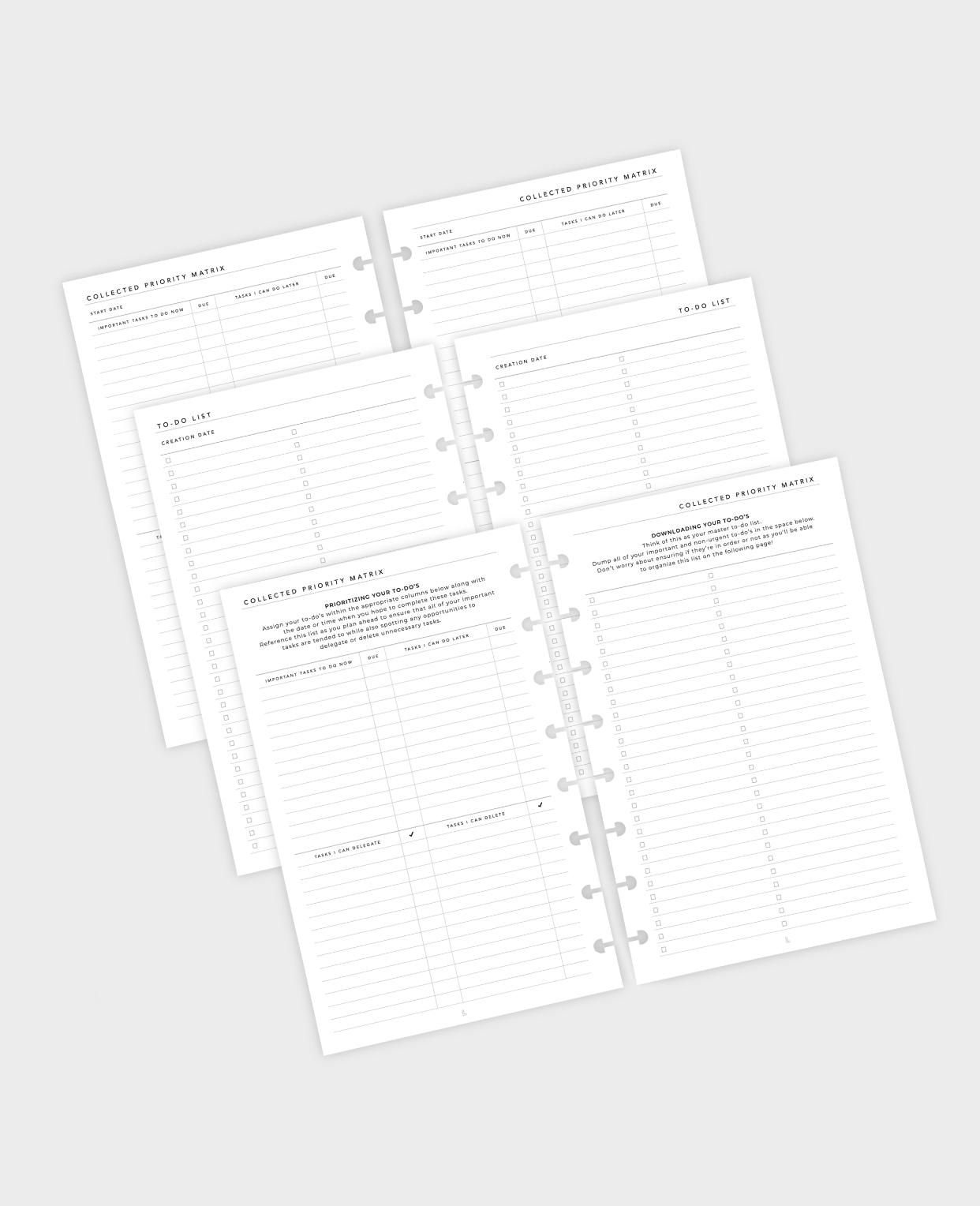 The Collected Planner Priority Matrix Agenda Inserts Fill Paper